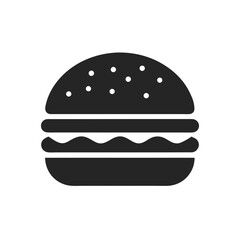 Simple black and white burger illustration on transparent background silhouette
