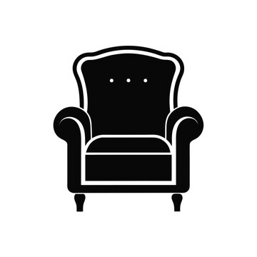 recommend clip art: Illustration of a black upholstered chair on transparent background silhouette