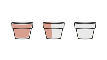 Three Simple Terracotta Flower Pots from Front View for Gardening and Home Decor Concepts