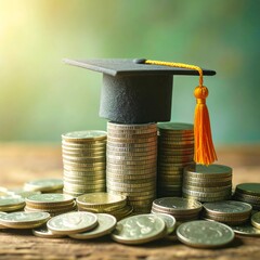 Graduation cap atop stacks of coins (1)