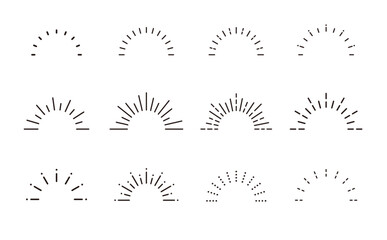 半円サンバーストフレーム ベクター素材