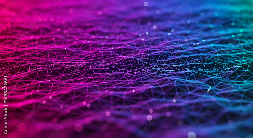 Fototapete abstract network background with glowing nodes and connections for tech and science designs backgrou