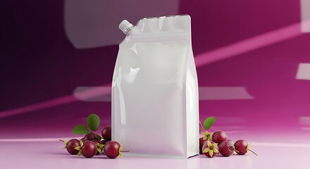 Glossy Pouch with Spout and Berries