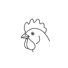 Minimalist Vector Illustration of Rooster Head with Modern Line Art Style in Black and White