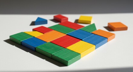 カラフル積み木が鮮やかに輝く瞬間