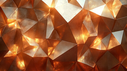 Abstract golden low-poly geometric art background
