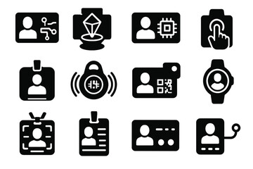 Digital icons employee card futuristic connected id vector badge wearable authentication icon