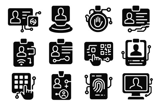 Id vector icons authentication employee security badge futuristic token icon virtual smart