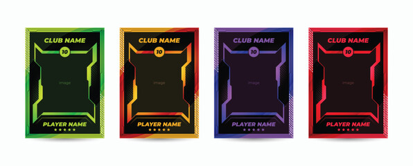 Set of player trading card template, Photo frame and border collection for soccer, hockey, volleyball, and basketball players, Sport flyer layout design, Template eps 10.