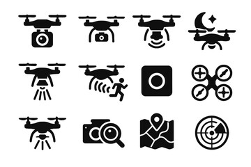 Icon sensor lens camera surveillance drone symbol zoom radar icons motion vector