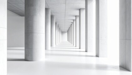 Fototapeta premium Minimalist Architectural Corridor with Concrete Columns