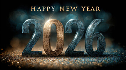 Elegant glittery 2026 New Year greeting