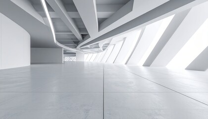 Obraz premium Modern Architectural Interior with Natural Light and Curved Structures