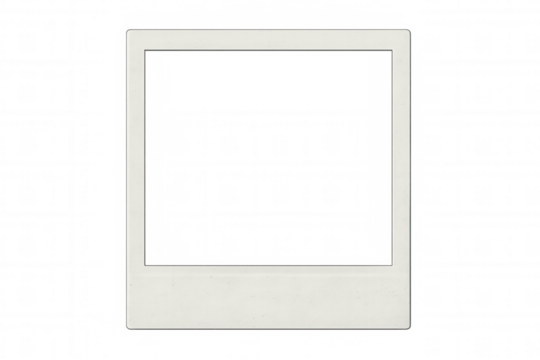 Vintage white instant photo frame featuring transparent background, evoking nostalgic memories with classic photography aesthetic
