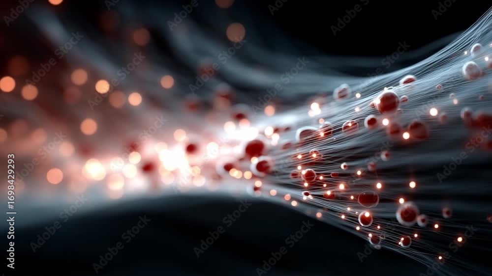 Poster abstract network: this captivating image showcases a dynamic flow of interconnected fibers and lumin