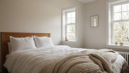 ベットルーム, bed, 部屋, ホテル, くつろいで, 家具, デザイン, 豪華さ, 枕, ランプ, 家, まど, 快適な, アパート, 