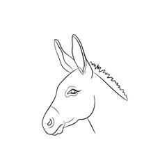 Minimalist Vector Illustration of Donkey Head in Modern Line Art Style with Monochrome Black and White Colors