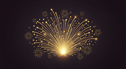 Elegant golden fireworks display on a dark background symbolizing celebration and festivity