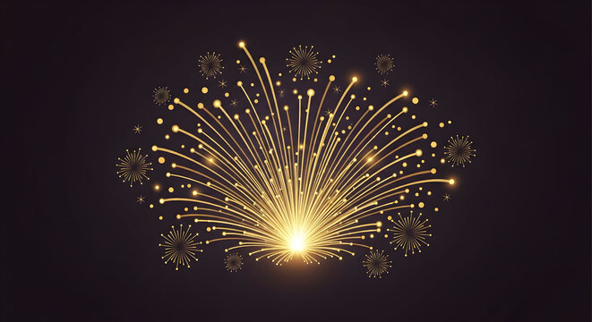Elegant golden fireworks display on a dark background symbolizing celebration and festivity
