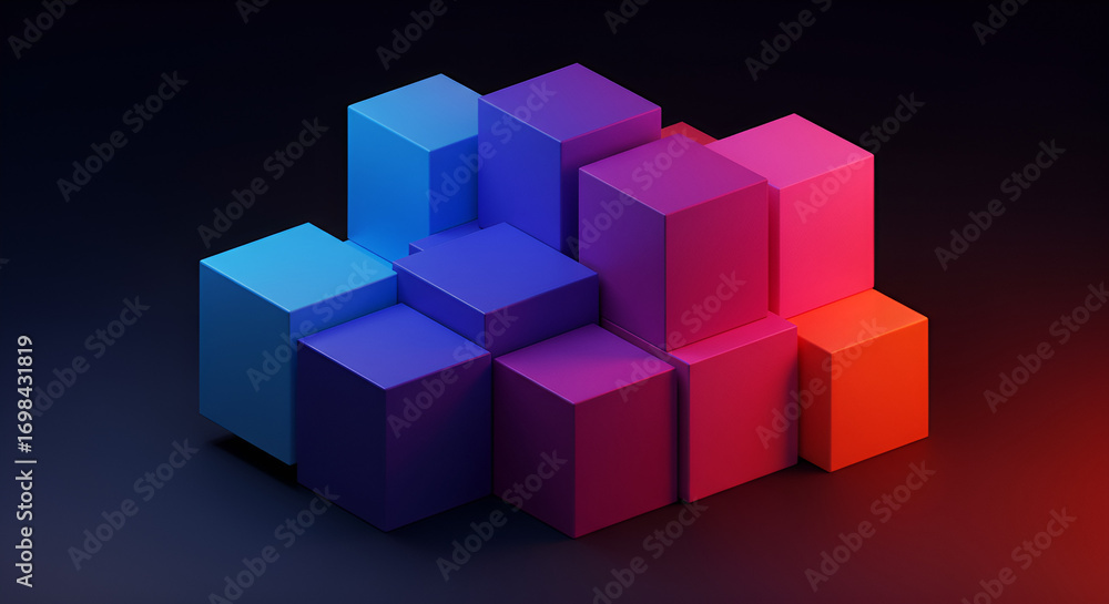 Poster abstract colorful cubes background gradient geometric blocks modern design wallpaper illustration re