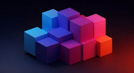 Abstract colorful cubes background gradient geometric blocks modern design wallpaper illustration render art background