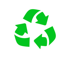Recycle icon. Green recycle or recycling arrows flat icon vector design and illustration.
