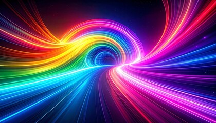 Vibrant rainbow tunnel through space