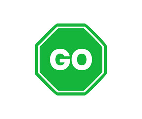 Green go sign icon. Go sign road traffic sign vector design and illustration.