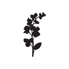 Black Color Snapdragon Vector Silhouette Illustration, Solid White Background (7).eps