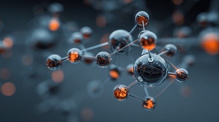 Science laboratory background, Atom molecular structure, 3D illustration of molecule and atom model for science background