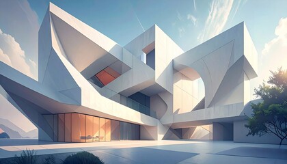 Obraz premium Stunning Modern Architectural Design Showcasing Innovative Geometric Structures and Light Play