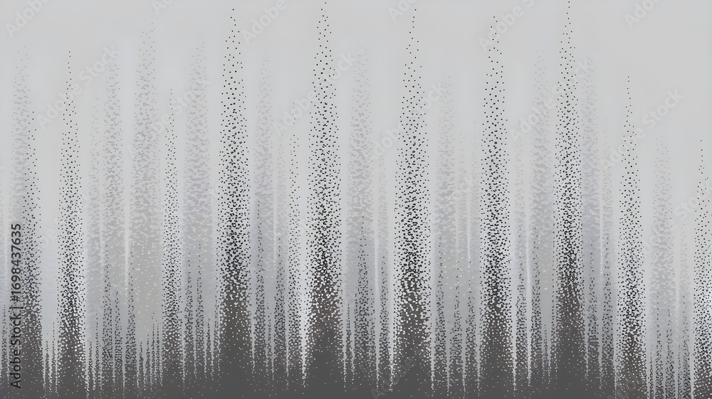 Poster abstract pattern of vertical lines and dots in shades of gray and white, creating a textured, slight