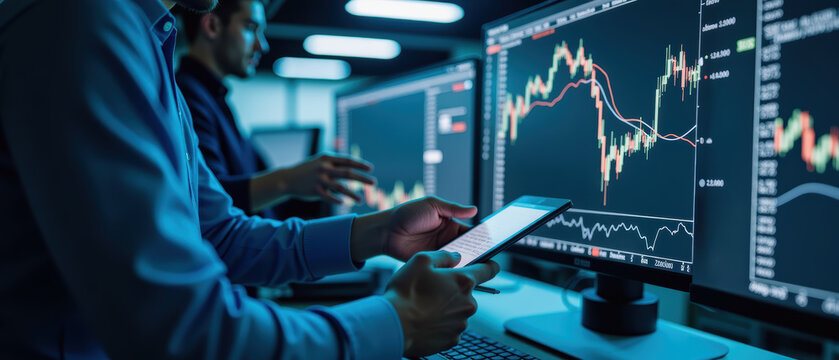 Data analysis financial market trading technology stock exchange investment business digital display professional teamwork