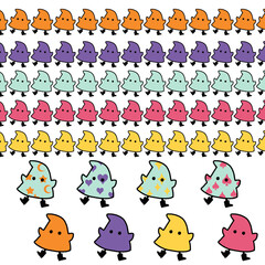 ハロウィンの可愛いおばけ（ゴースト）のシンプルでカラフルなイラストセット