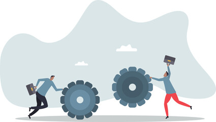 Teamwork and cooperation in a business setting, idea that working together can lead to success, collaboration or synergy.about a man and his life.