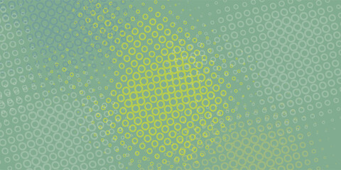 Abstract Halftone Pattern with Gradient of Teal and Yellow Hues.