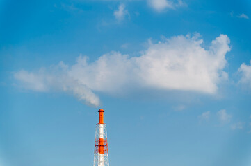 equipment of gas oil refining plant in Japan industrial factory area with blue sky background view, Shizuoka, Japan.