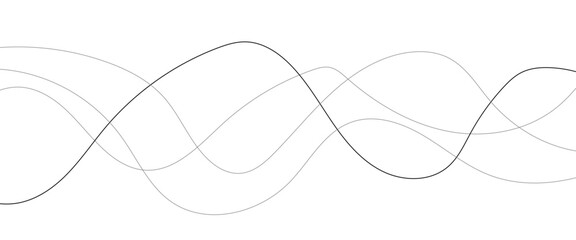 Vector black abstract wave thin curved lines graphic for design.