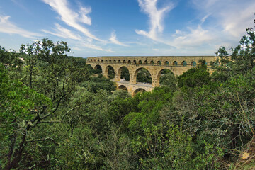 Fototapeta premium Pont du Gard, Roman aqueduct, River Gard, France