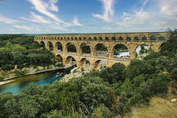 Obraz premium Pont du Gard, Roman aqueduct, River Gard, France
