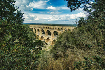 Obraz premium Pont du Gard, Roman aqueduct, River Gard, France
