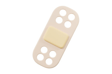 3d adhesive bandage icon. medical healthcare concept. Minimal cartoon beige plaster band aid for first aid and wound care isolated on white background. 3d render.