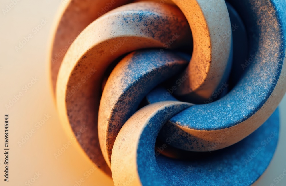 Poster colorful intertwined ceramic or clay coils creating a textured abstract pattern