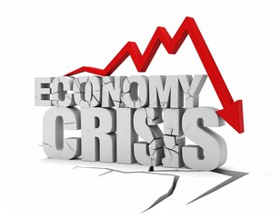 Economy crisis concept. Stock market graph with single bold red line plunging sharply from top to bottom. Suitable for marketing or business purposes