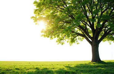 Fototapeta premium Sunlight filters through the branches of a lush green tree in a bright outdoor setting