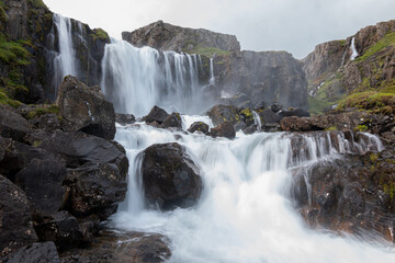 Powerful Waterfall in Icelandic Highlands
