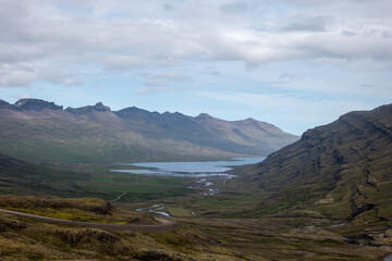 Wide View of Valley and Mountains in Iceland