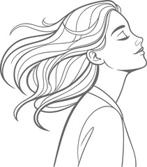 Luxury Fashion Woman Profile – Elegant Line Art Vector Illustration