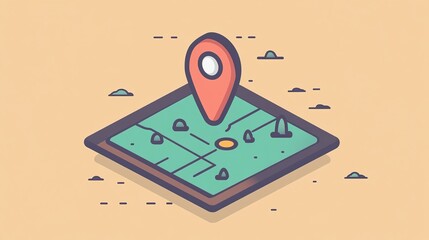 GPS device tracking courier delivery with location pin on a digital map background