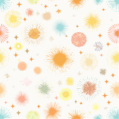 Retro futuristic sparkle seamless pattern. Set of star shapes. Templates for design, posters, projects, banners, logo, and business cards.